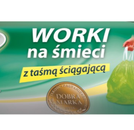 GROSIK Silné vrecia na odpadky HDPE zelená s páskou 60 l 10 ks