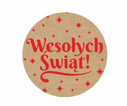Vianočné nálepky okrúhle fi 30 mm Veselé Vianoce, 200 ks