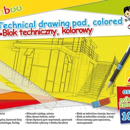 Technický blok A4 10 karty 150gsm mix farby