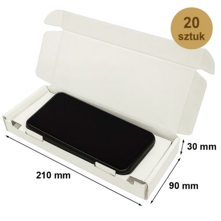 Papierová lepenka 210x90x30mm Biela do zásielky telefónu - 20 ks