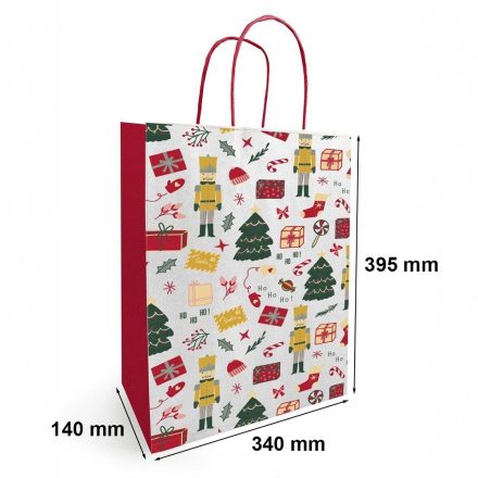 Vianočná taška s potlačou NOELLA bielo-červená 340x140x395 mm