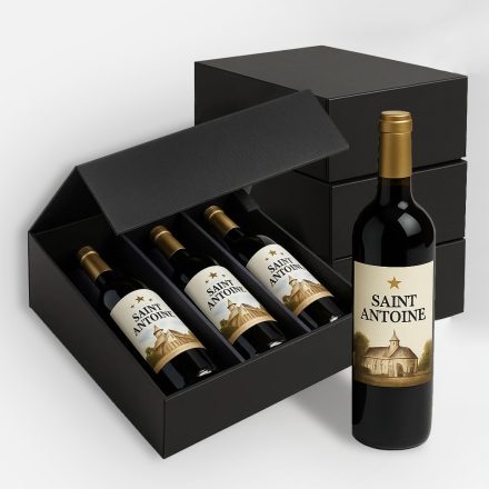 Skrinka s darčekom pre 3 fľaše z čierneho vína 320x270x85 mm MAGNES