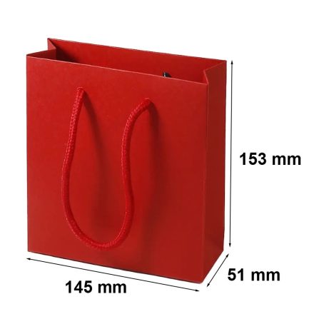 Červená papierová taška so string potlačou 145x51x153 mm
