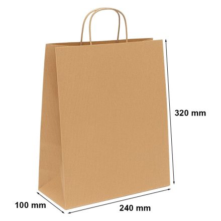 Bronzové ryhy papierové tašky 240x100x320 mm s držadlom