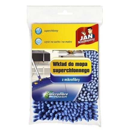 Modrá náhradná náplň pre plochý mop Jan Nevyhnutná s mikrovláknom