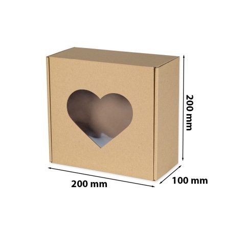 Box na darčeky EKO SERCE s okienkom 200x200x100mm F427