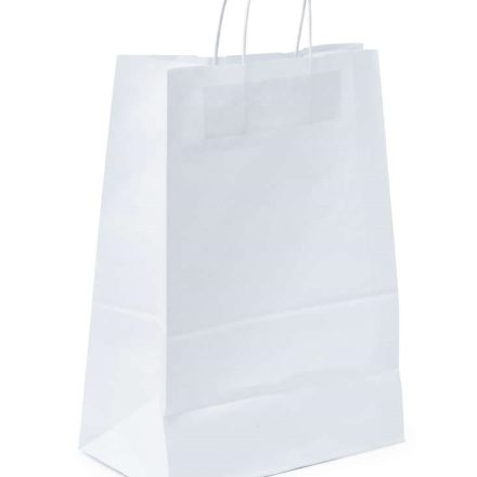 Papierové tašky 240x100x360 mm Biele rebrá so skrútenou rukoväťou