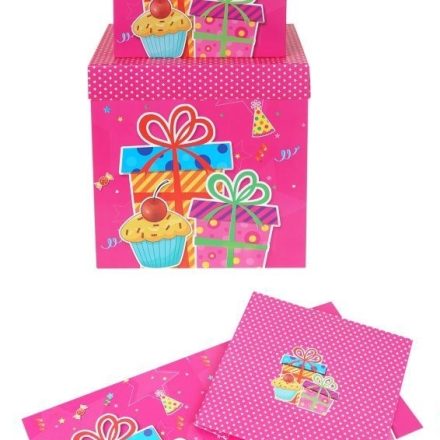 Skladací box 20x20x20 cm PARTY M ružový, ozdobný dar
