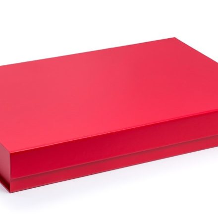 Plochá červená magnetická škatuľa XL 500x340x70 mm za dar