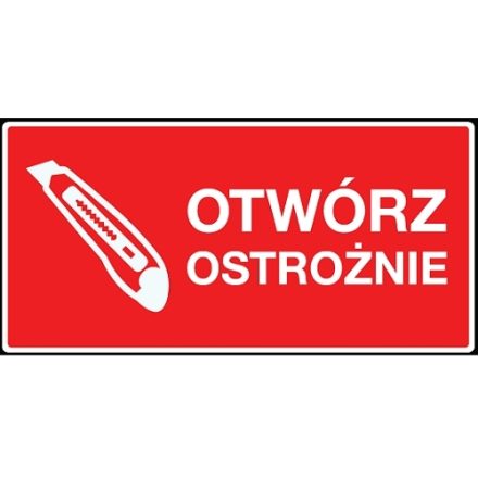 Samolepiace výstražné štítky Otvorte opatrne 100x50mm 100ks
