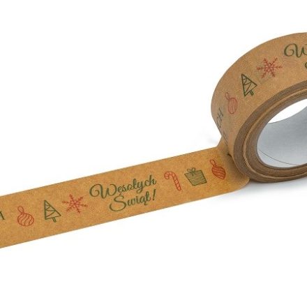 Vianočný papier páska zelená Veselé Vianoce 48mm/50m pre dary