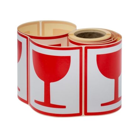 Vyzdvihovacie nálepky 100x100 mm 100 ks Opatrne so sklom
