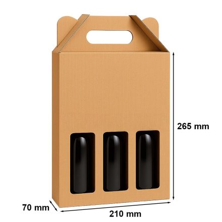 Kartónová škatuľa na 3 pivo, kartón, hnedé 210x70x265 mm