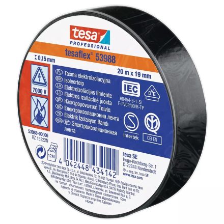 Čierna elektrická izolačná páska TESA PVC 19mm x 20m pre káble