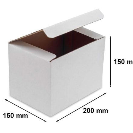 Biela lepenková hraničná škatuľka 200x150x150 mm FEFCO 215